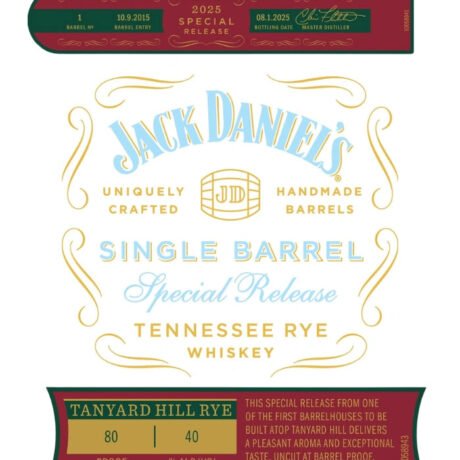 Jack Daniel’s Single Barrel 2025 Special Release Tanyard Hill Rye